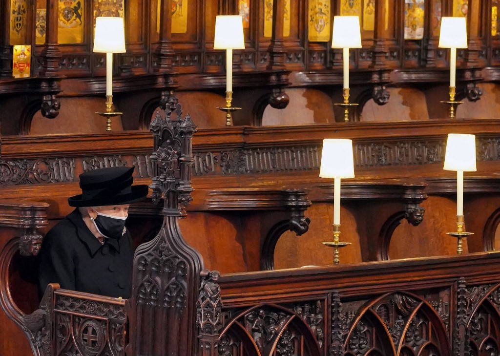 Reina Isabel en el funeral del príncipe Felipe