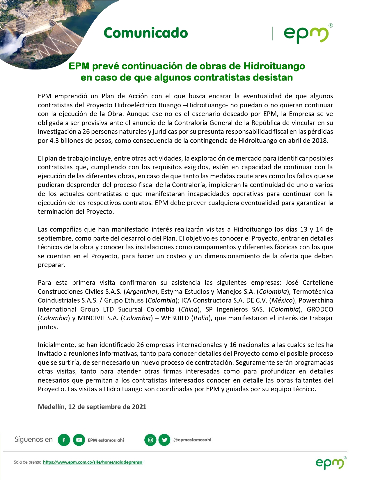 Comunicado EPM.