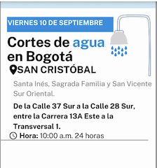 Cortes de Agua-Bogotá-9 de septiembre