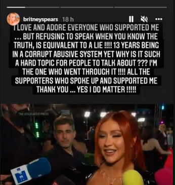Britney le envía mensaje a Cristina Aguilera