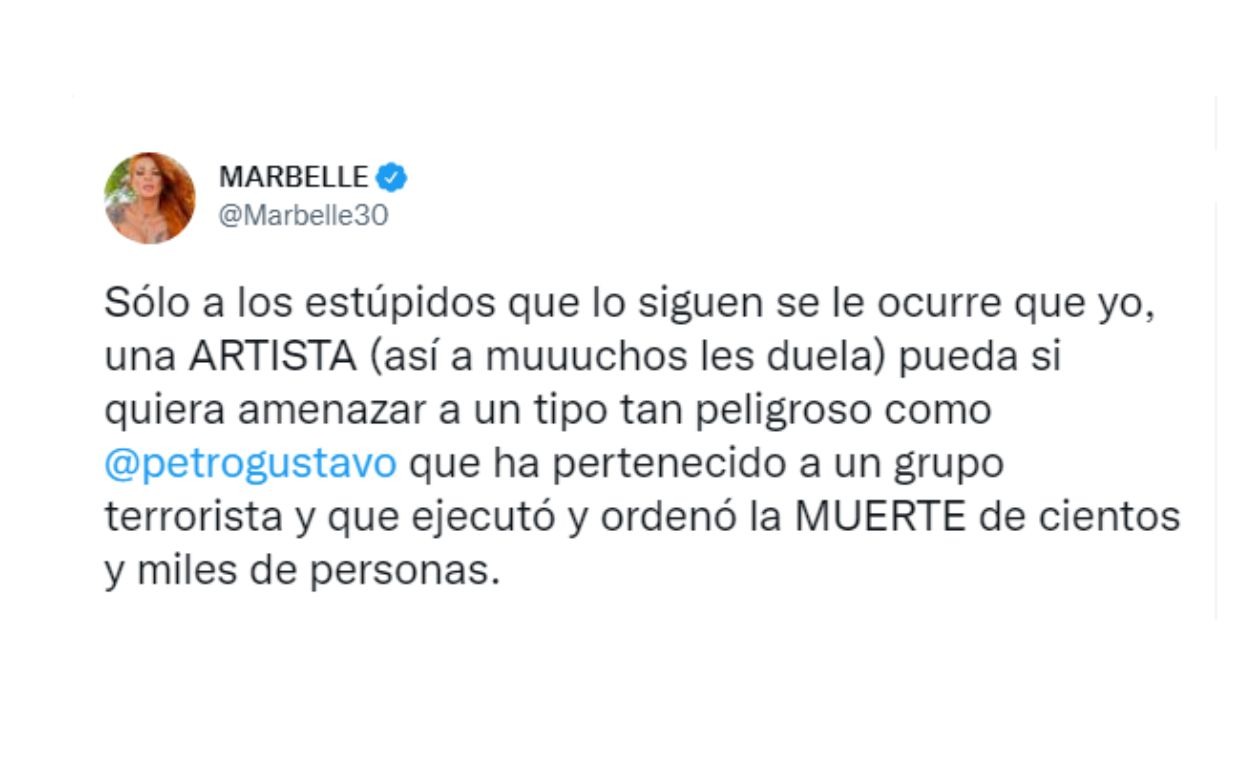 Marbelle calificó a Gustavo Petro de peligroso y le recordó su pasado en el M-19