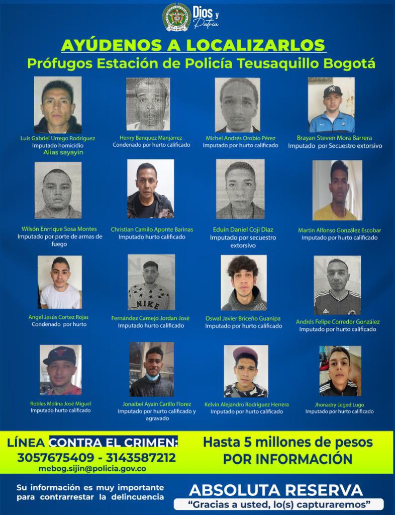 Revelan Cartel De Prófugos De La Estación De Policía De Teusaquillo 