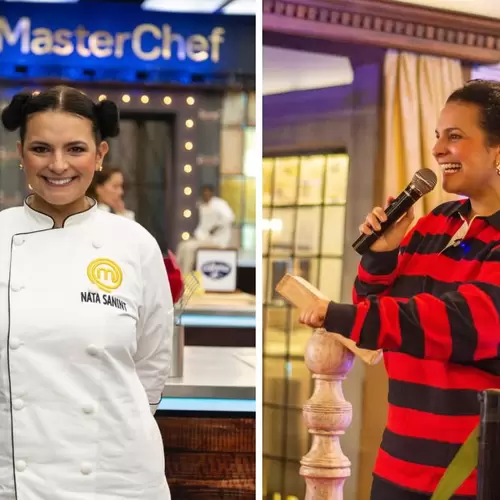 Natalia Sanint durante el programa Masterchef Celebrity y durante su presentación de comedia 