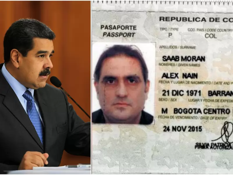 Nicolás Maduro, presidente de Venezuela, y el documento del colombiano Alex Saab