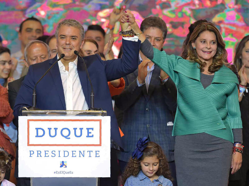 Iván Duque y Marta Lucía Ramírez celebran el triunfo de las presidenciales.