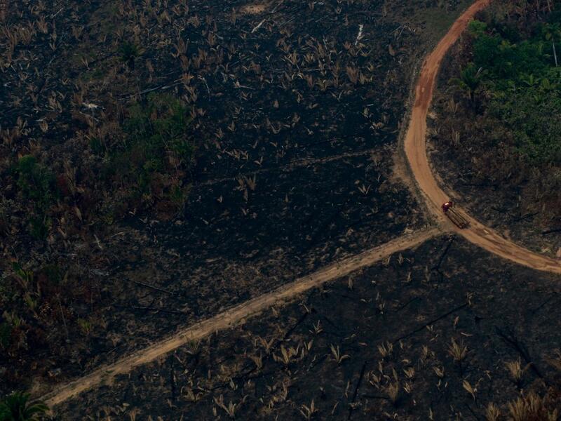Vista aérea de los incendios en la Amazonía