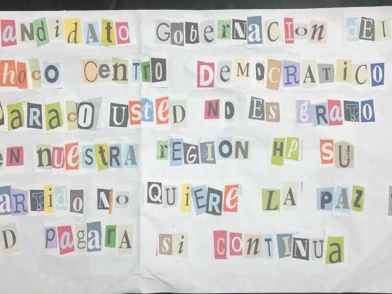 Amenazan a candidato a la Gobernación de Chocó.
