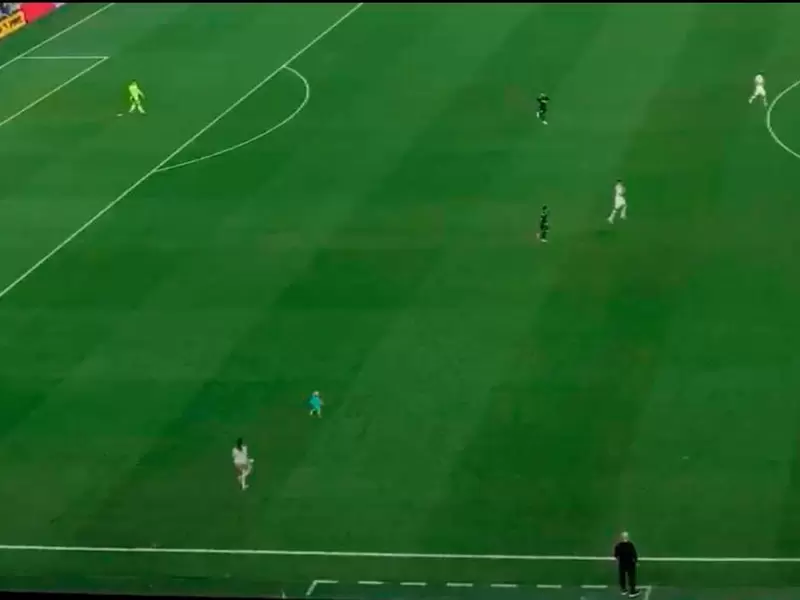 Niño en entra en partido de fútbol Niño en entra en partido de fútbol