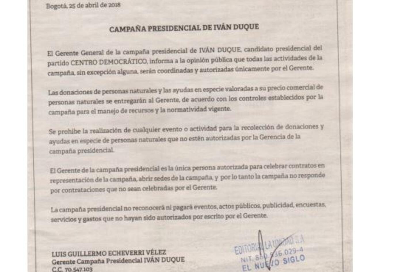 Campaña Duque Presidente