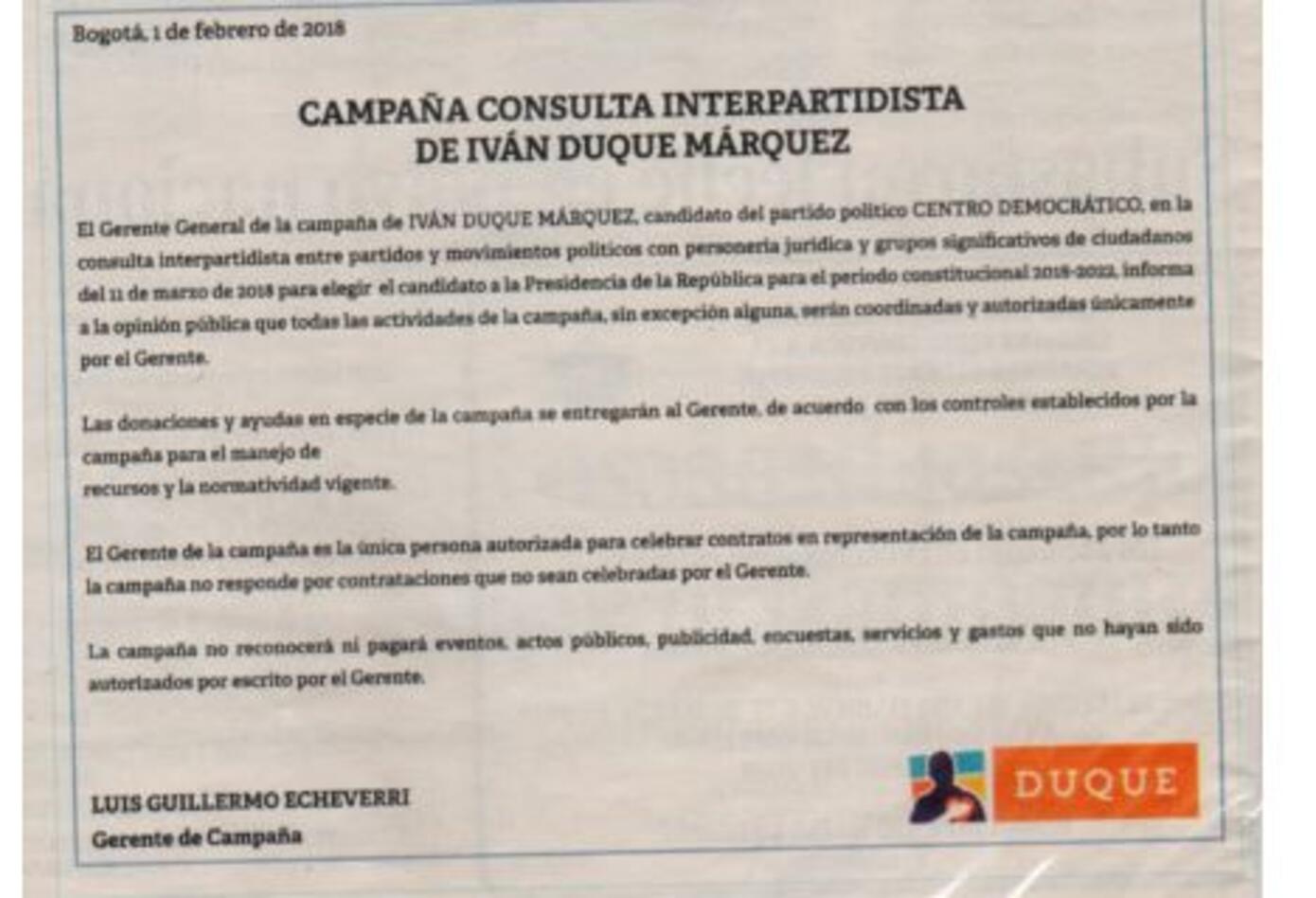 Campaña Duque Presidente