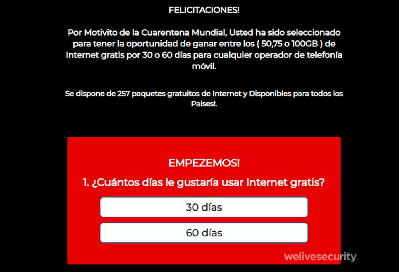 Estafa de internet gratis