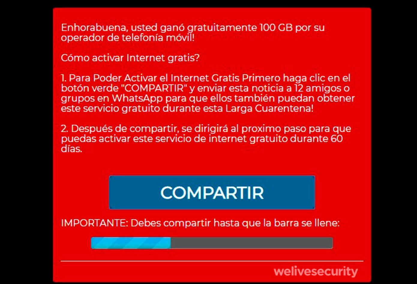 Estafa de internet gratis