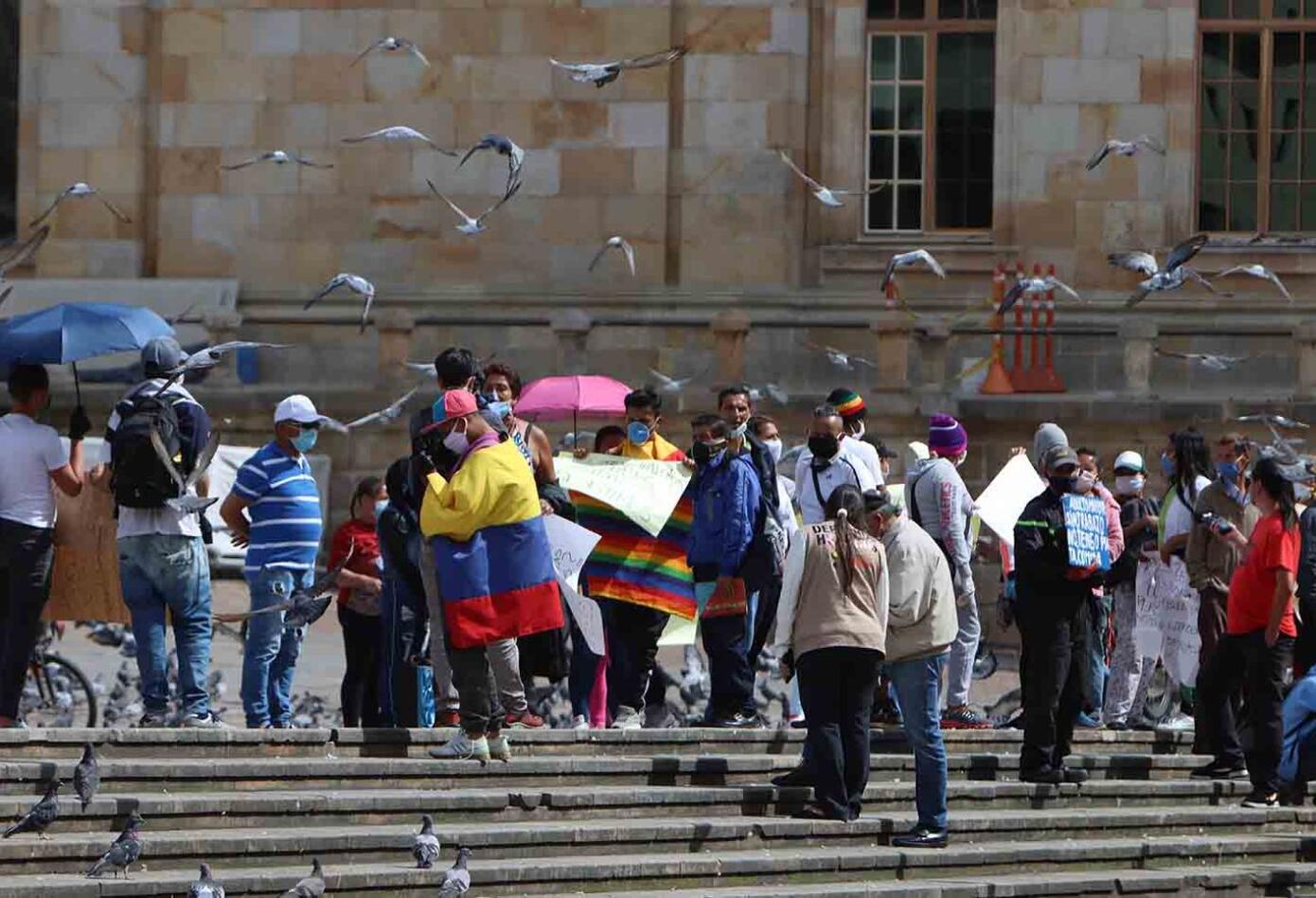 Protesta de trabajadoras sexuales en el centro de Bogotá