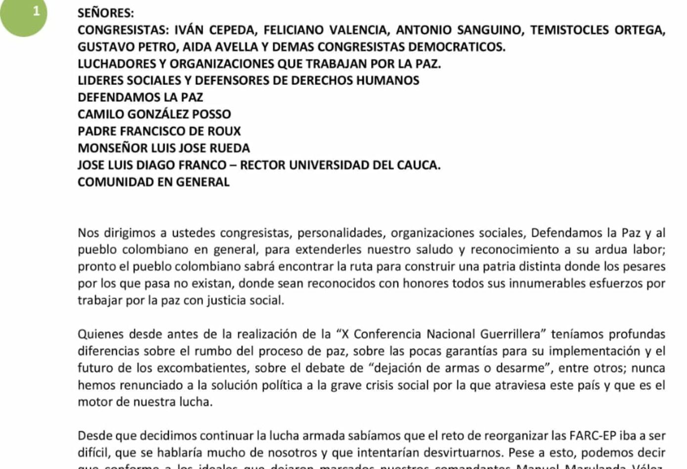 Comunicado Farc