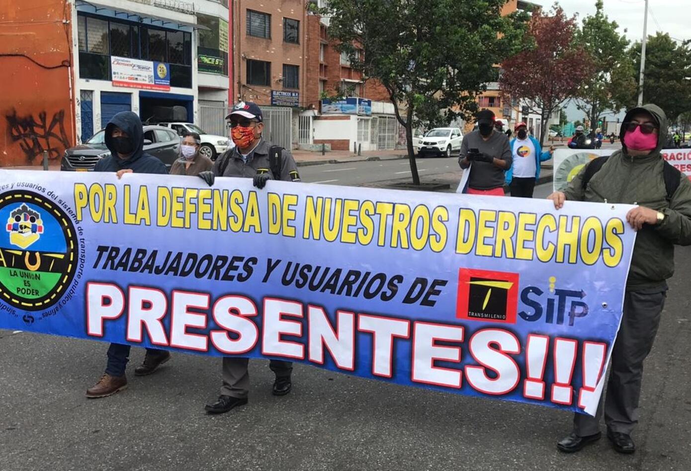 Protesta de conductores de Transmilenio en medio de cuarentena