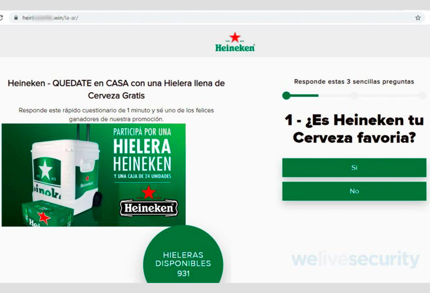 Estafa en WhatsApp con suplantación de Heiniken