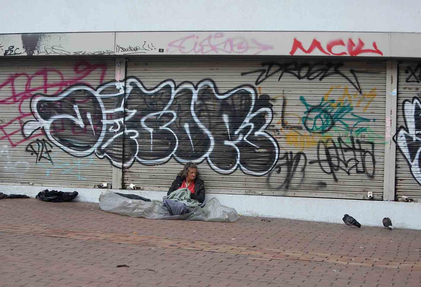 La soledad del céntrico sector de Bogotá, en medio de la cuarentena estricta por la pandemia.