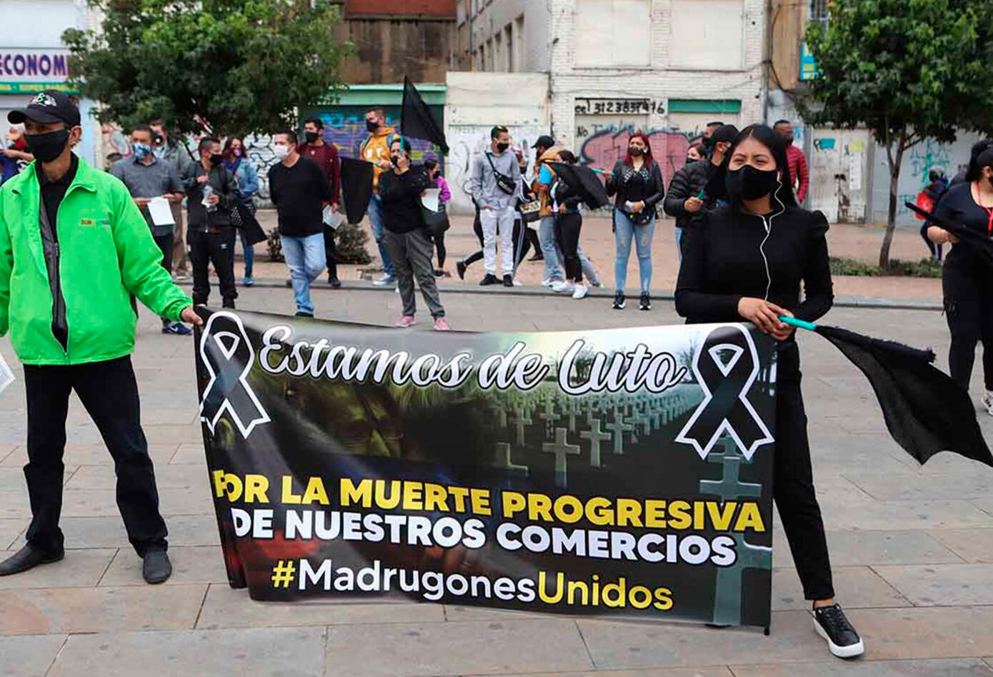 Comerciantes de San Victorino protestan ante la cuarentena