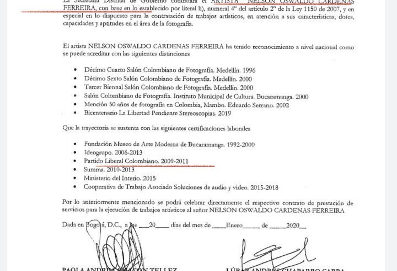 Contrato de Secretaría de Gobierno