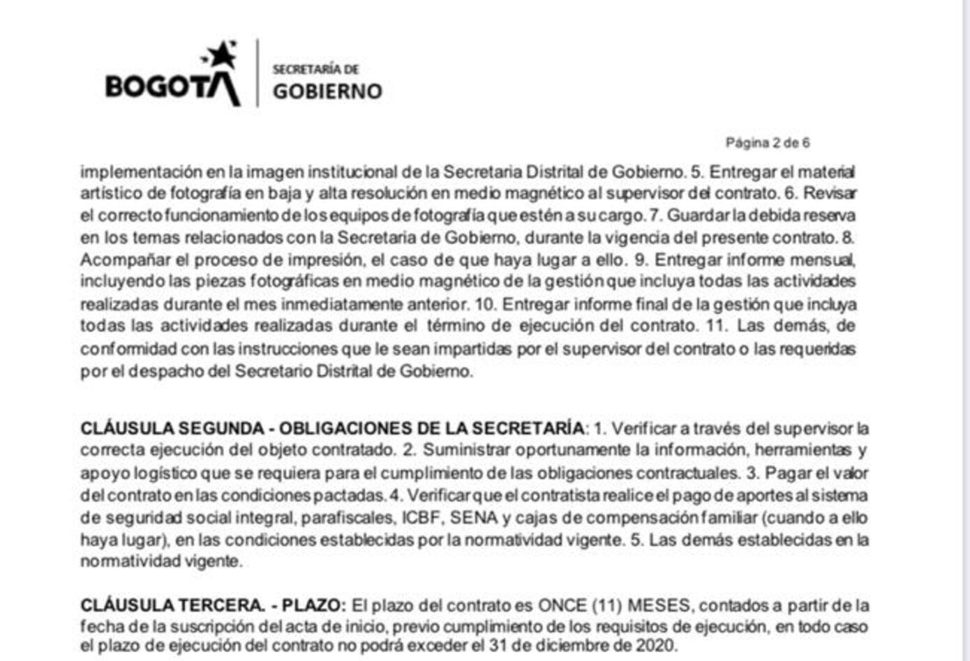 Contrato de Secretaría de Gobierno