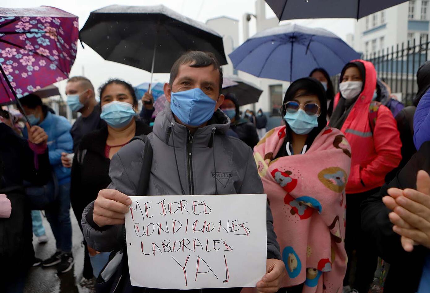 Empleados del hospital La Samaritana protestaron en el sur de Bogotá