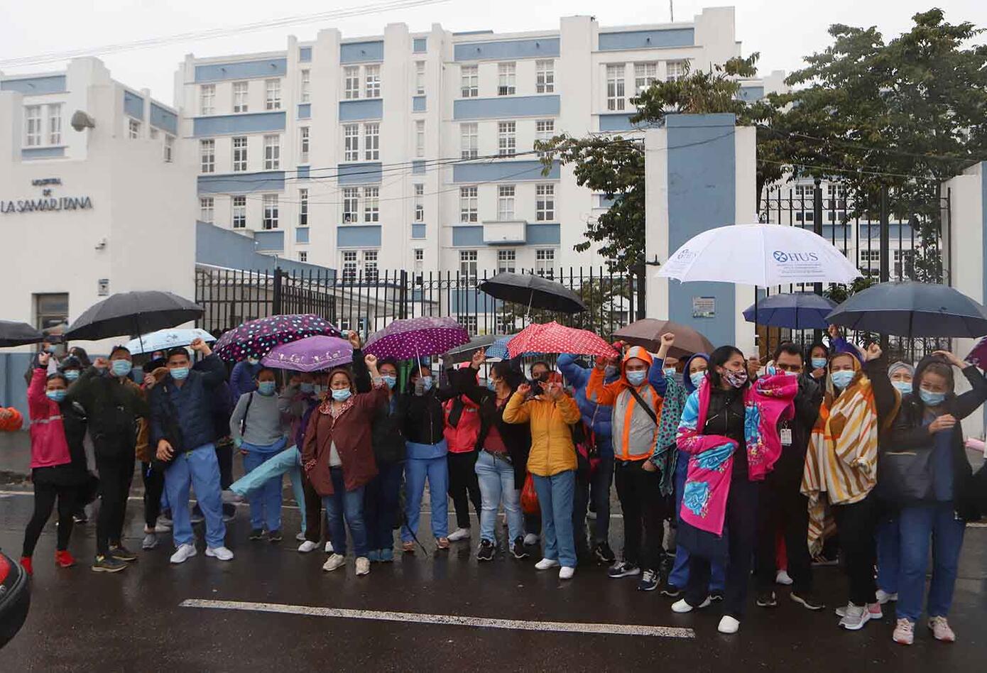 Empleados del hospital La Samaritana protestaron en el sur de Bogotá