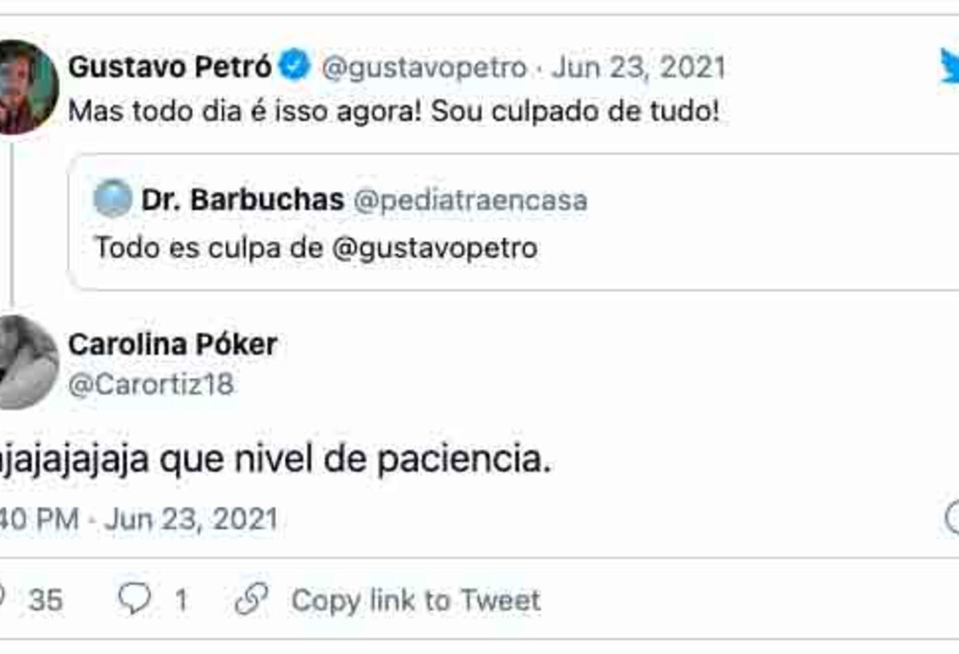 Insultos a Gustavo Petró de Brasil, homónimo de político colombiano