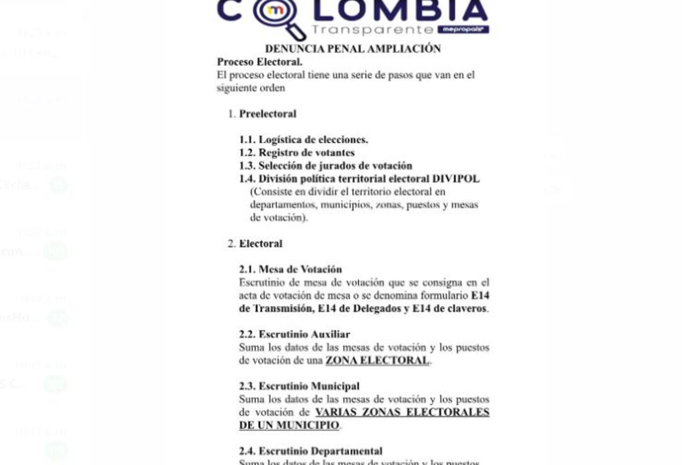 Denuncia sobre presunto fraude en las elecciones al Congreso de iniciativa Colombia Transparente.