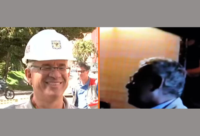 Juan Carlos Montes durante su paso por el IDRD y en el video del caso Gustavo Petro