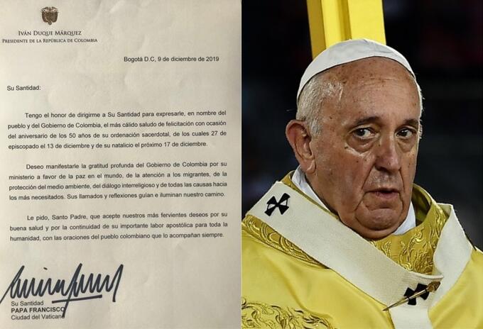 Carta del presidente Iván Duque al papa Francisco
