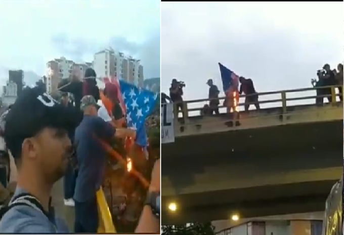 Queman bandera de Estados Unidos en protestas