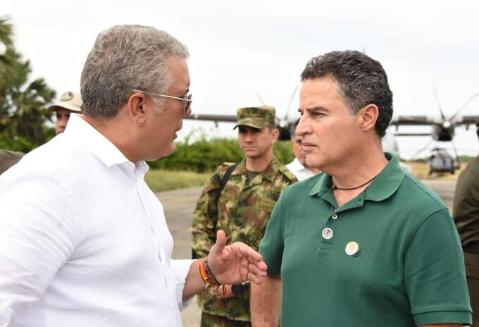 El presidente Iván Duque y el gobernador de Antioquia, Aníbal Gaviria