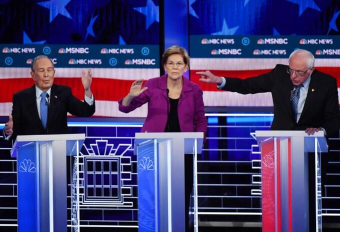 Michael Bloomberg, Elizabeth Warren y Bernie Sanders