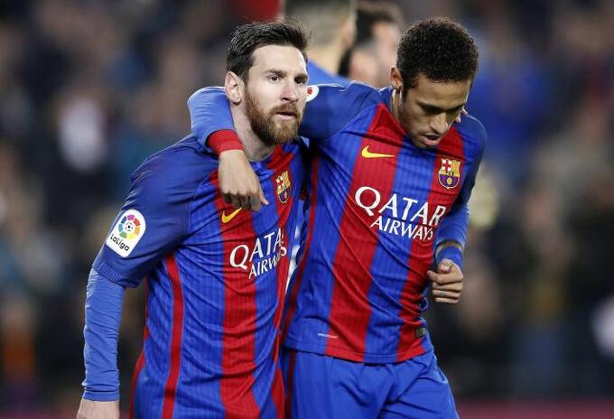 Messi y Neymar jugando en el Barcelona