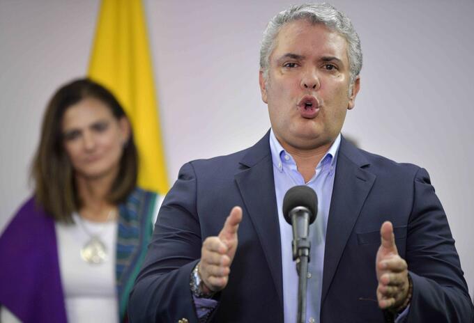 Presidente Iván Duque, haciendo anuncios desde la Casa de Nariño.