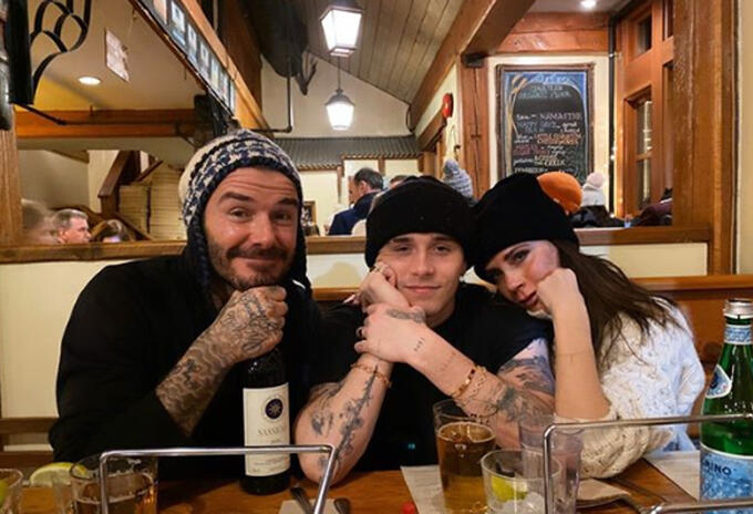 David, Brooklyn y Victoria Beckham