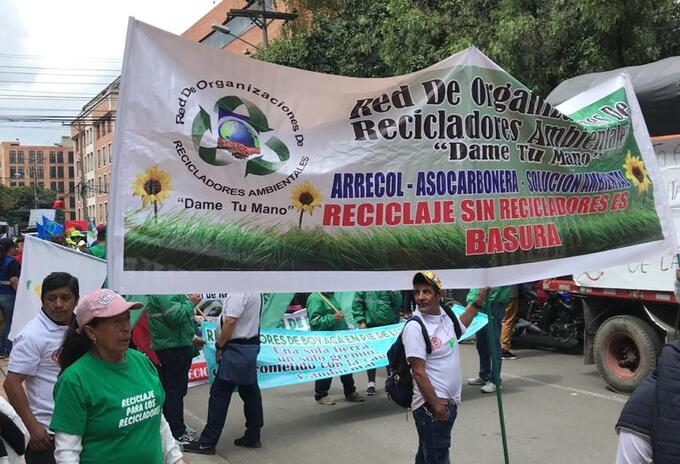 Protesta de recicladores en Bogotá