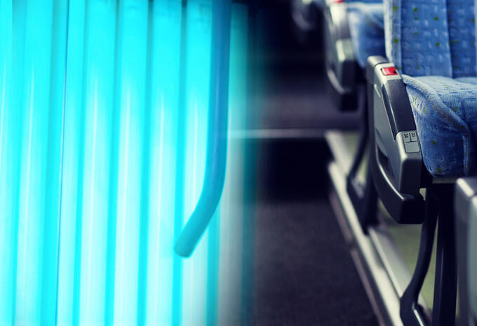 Luz ultra violeta para limpiar buses