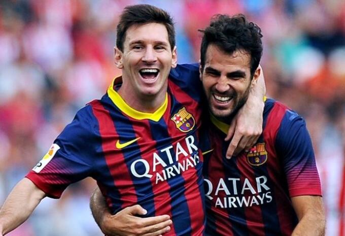 Messi y Cesc Fabregas en el Barcelona