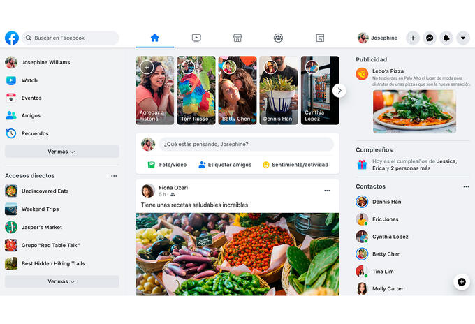Nuevo diseño de Facebook