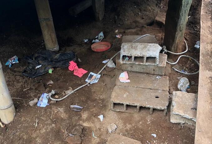 Sótano de la vivienda en donde permanecía la menor.
