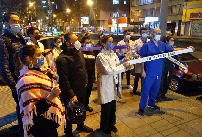 Protesta de médicos en Bogotá