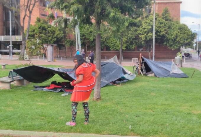 Indígenas en Parque Tercer Milenio en Bogotá.