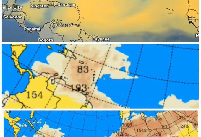 Los modelos meteorológicos muestran la presencia de la nube en la región
