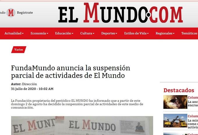 Periódico El Mundo de Medellín.