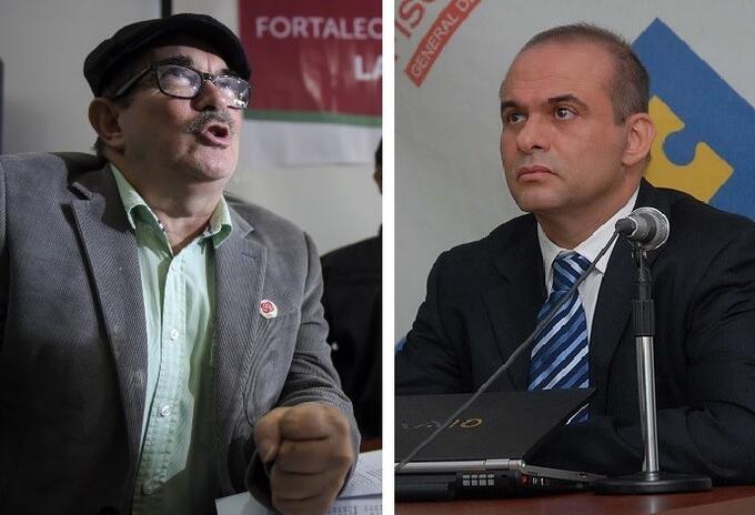 Rodrigo Londoño y Salvatore Mancuso