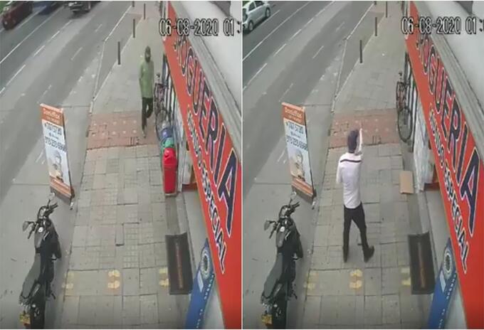 Se roban hasta las canecas de la basura en negocio de Bogotá