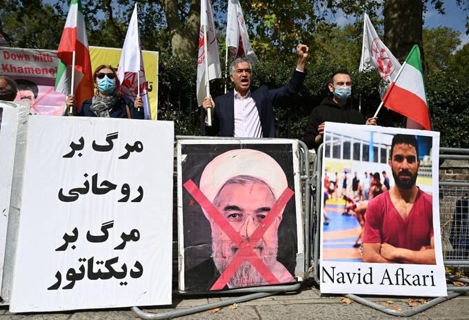 Protestas en Londres por la ejecución de Navid Afkarí Protestas en Londres por la ejecución de Navid Afkarí