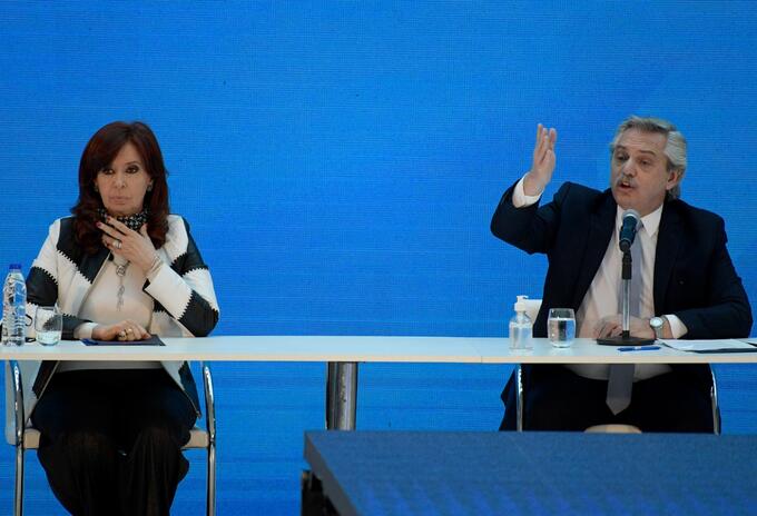 Cristina Fernández junto al presidente Alberto Fernández