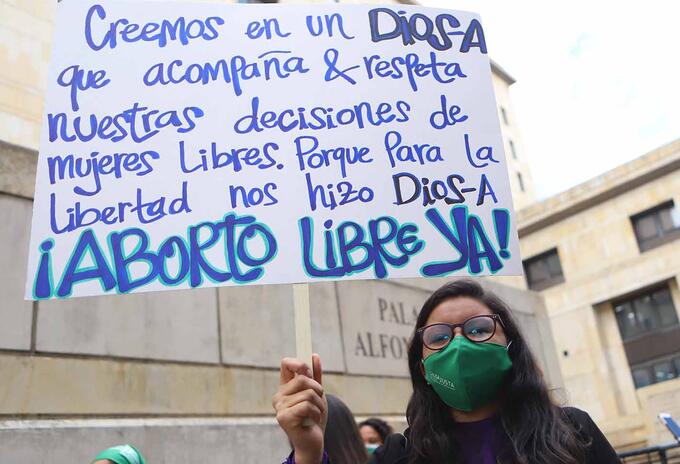 Protesta a favor del aborto en Colombia